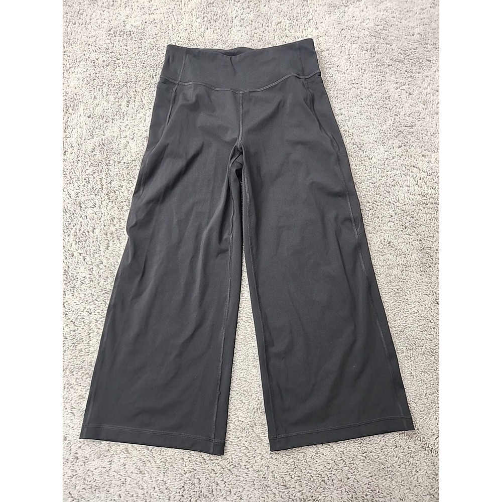 Tek Gear Ultrastretch Active Pants Womens L Black Elastic Waistband WideLeg Crop